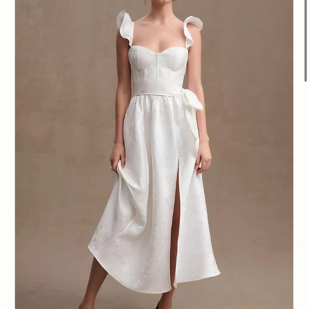 V Chapman - Vera Satin Ruffled Sleeve Bustier Dresss